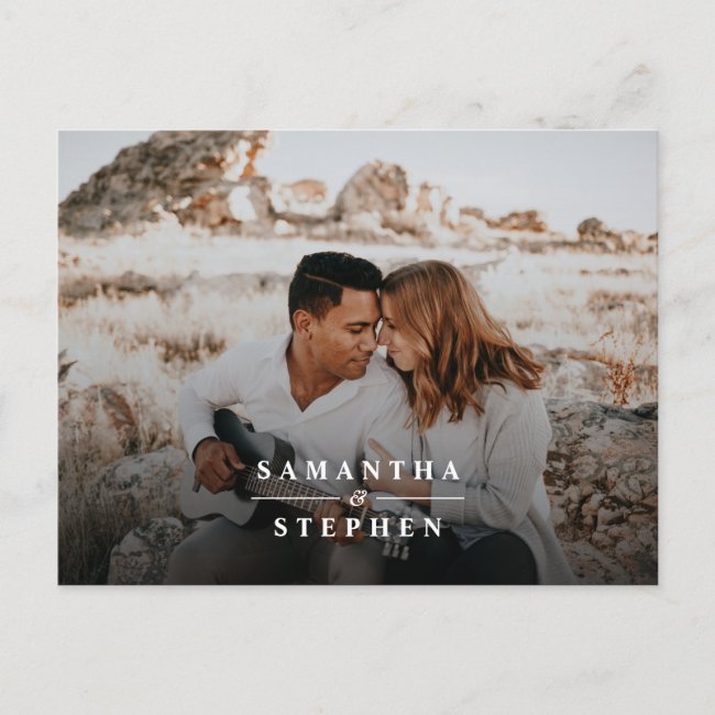 Modern Minimalist Photo Wedding Invitation Postcard