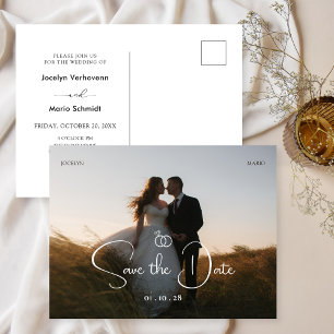 Modern minimalist photo wedding postcard