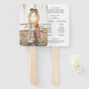 Modern Minimalist Photo Wedding Program Hand Fan
