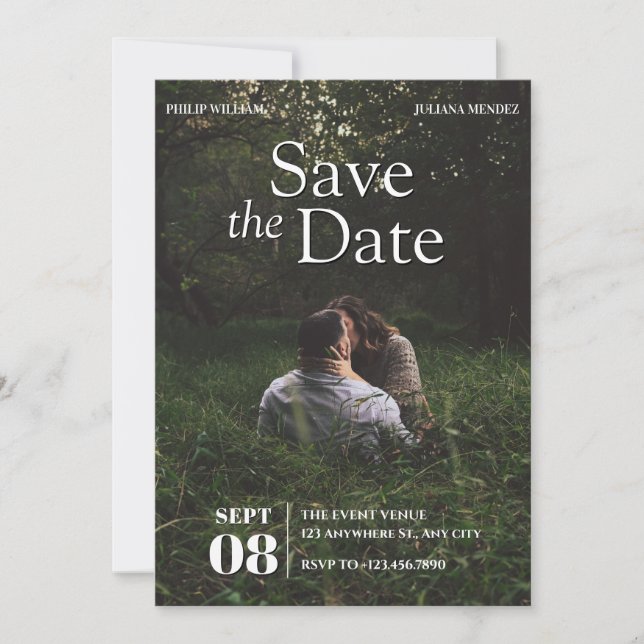 Modern minimalist photo wedding  save the date (Front)