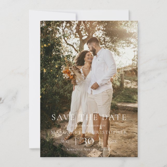 Modern Minimalist Photo Wedding Save the Date (Front)