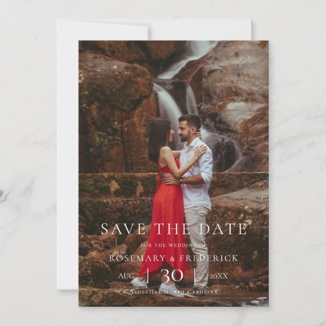 Modern Minimalist Photo Wedding Save the Date (Front)