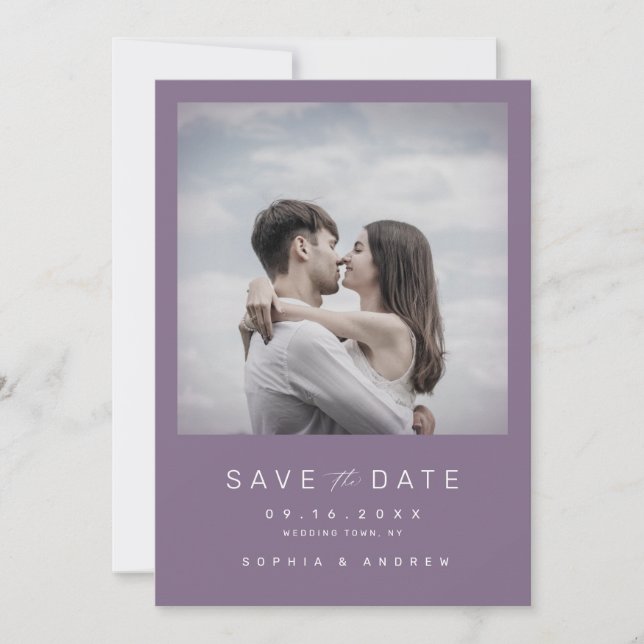 Modern minimalist photo wedding save the date (Front)