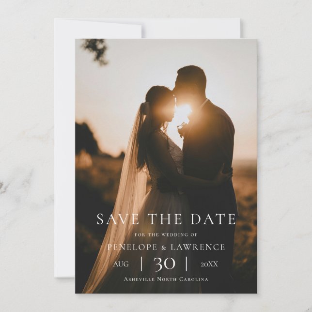 Modern Minimalist Photo Wedding Save the Date (Front)
