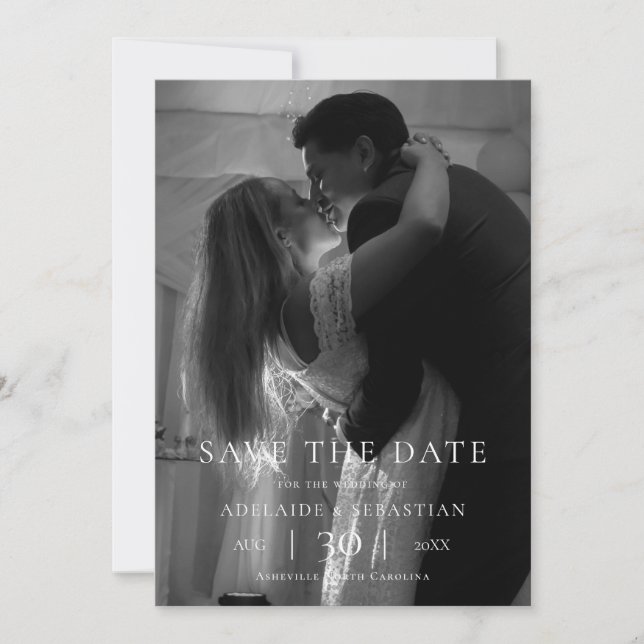 Modern Minimalist Photo Wedding Save the Date (Front)