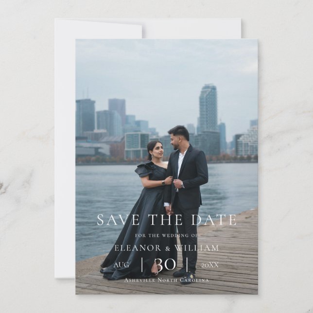Modern Minimalist Photo Wedding Save the Date (Front)