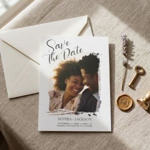 Modern Minimalist Photo Wedding Save the Date Announcement