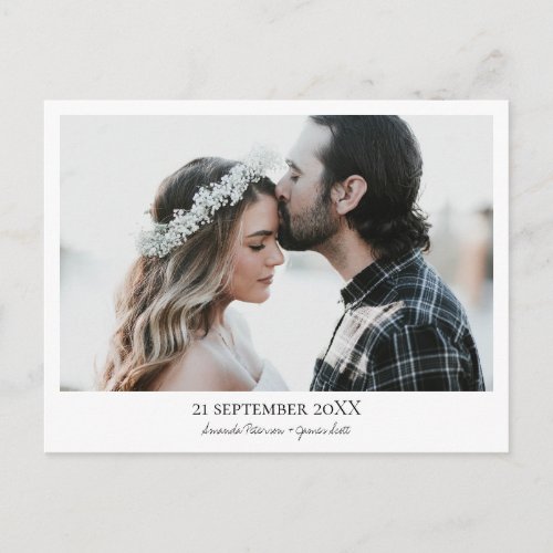 Modern Minimalist Photo Wedding Save the Date Announcement Postcard