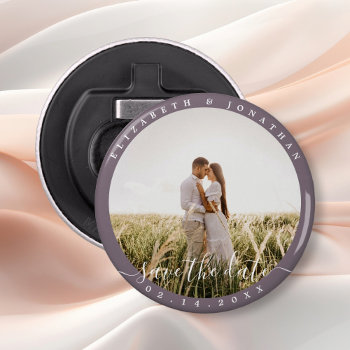 Modern Minimalist Photo Wedding Save The Date Bottle Opener by littleteapotdesigns at Zazzle