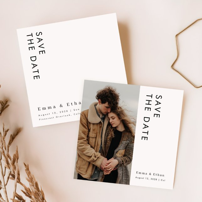 Modern Minimalist Photo Wedding Save The Date Invitation (Creator Uploaded)