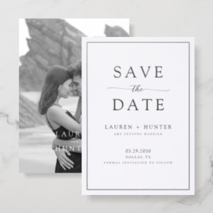 Modern Minimalist Photo Wedding Save the Date Letterpress Photo Cards