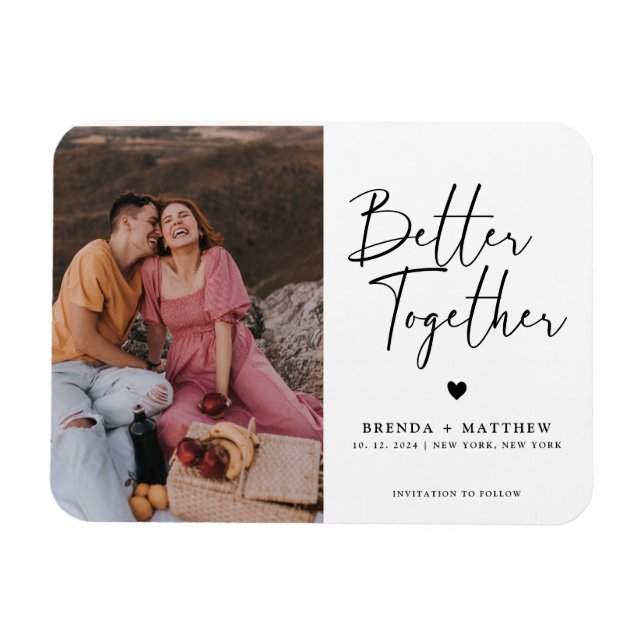 Modern Minimalist Photo Wedding Save The Date Magnet (Horizontal)