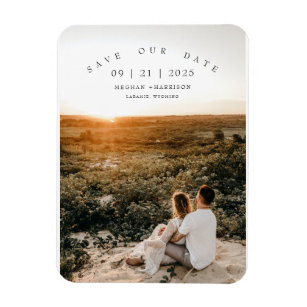 Modern Minimalist Photo Wedding Save The Date Magnet