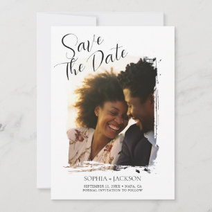 Modern Minimalist Photo Wedding Save the Date Note Card