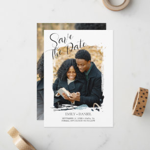 Modern Minimalist Photo Wedding Save the Date Note Card