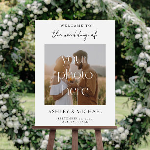 Modern Minimalist Photo Wedding Sign