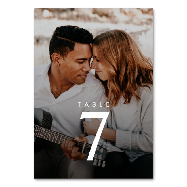 Modern Minimalist Photo Wedding Table Number