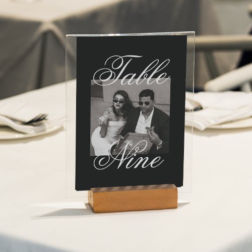 Modern Minimalist Photo Wedding Table Number