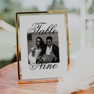 Modern Minimalist Photo Wedding Table Number