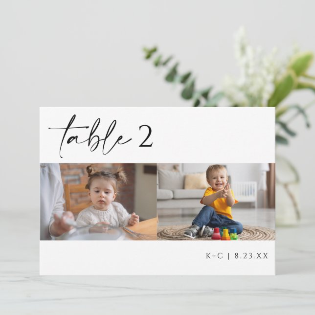 Modern Minimalist Photo Wedding Table Numbers (Standing Front)