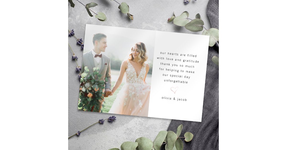 Modern Minimalist Photo Wedding Thank You Card | Zazzle