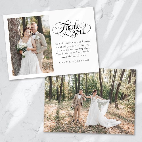 Modern Minimalist Photo Wedding Thank You Card