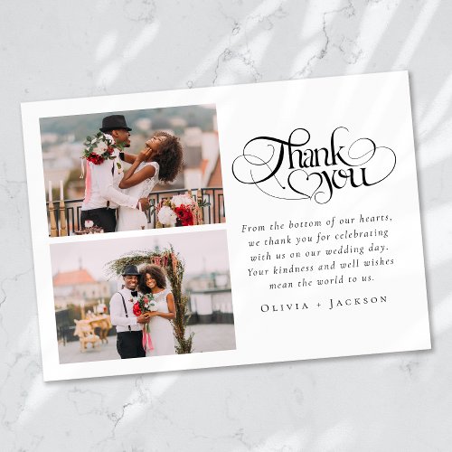 Modern Minimalist Photo Wedding Thank You Card
