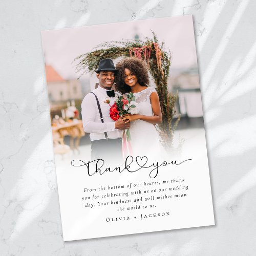 Modern Minimalist Photo Wedding Thank You Card