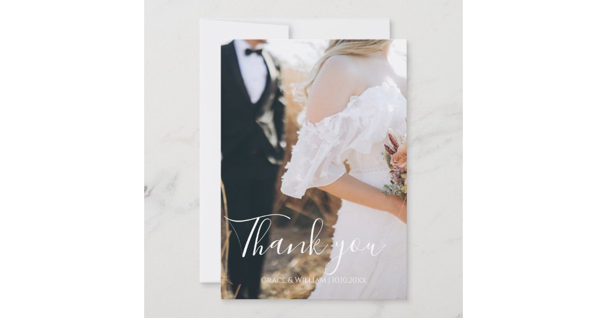 Modern Minimalist Photo Wedding Thank You Card | Zazzle