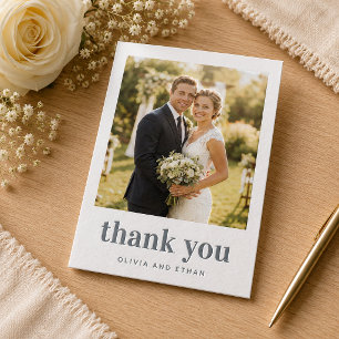 Modern Minimalist Photo Wedding Thank You Letterpress Photo Cards