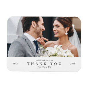 Modern Minimalist Photo Wedding Thank You Magnet