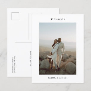 Modern Minimalist Photo Wedding Thank You Postcard