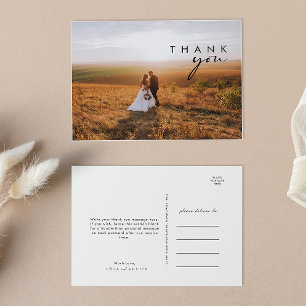 Modern Minimalist Photo Wedding Thank You Postcard