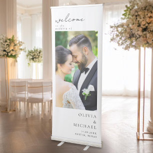Modern Minimalist Photo Wedding Welcome Retractable Banner