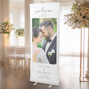 Modern Minimalist Photo Wedding Welcome Retractable Banner