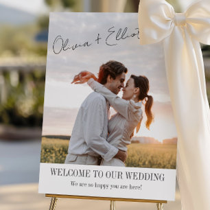 Modern Minimalist Photo Wedding Welcome Sign 