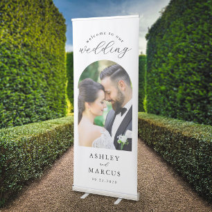 Modern Minimalist Photo Welcome Wedding Retractable Banner