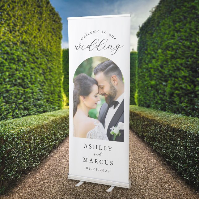 Modern Minimalist Photo Welcome Wedding Retractable Banner (Creator Uploaded)