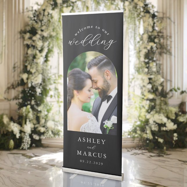 Modern Minimalist Photo Welcome Wedding Retractable Banner (Creator Uploaded)
