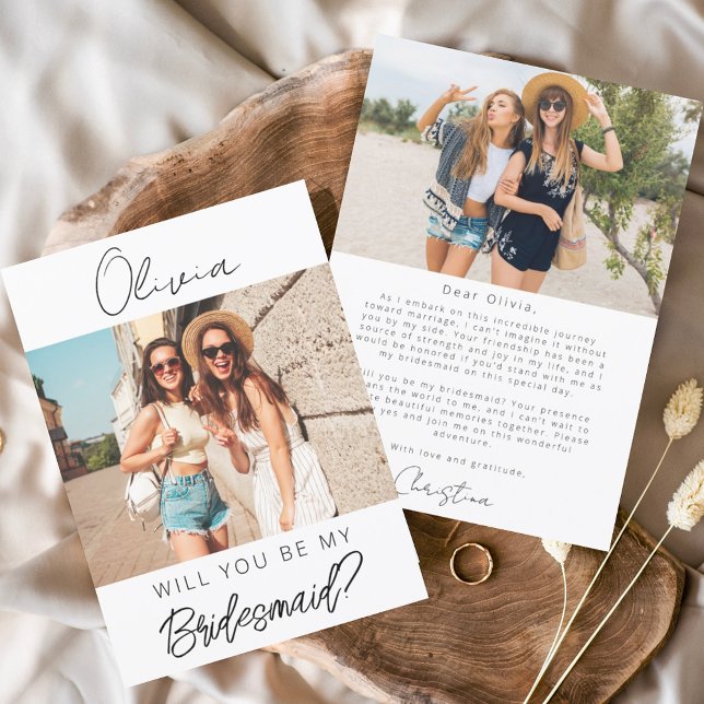 Modern Minimalist Photo Will You be My Bridesmaid Invitation (Creator Uploaded)