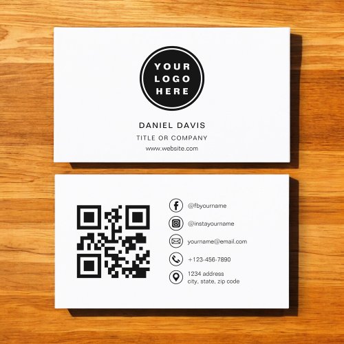 Modern Minimalist Photo with QR Code Social Media Business Card