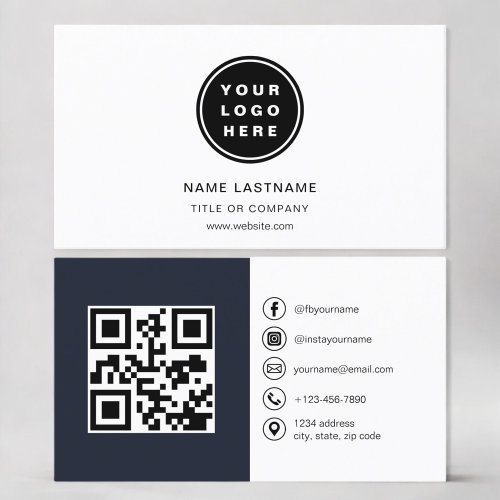 Modern Minimalist Photo with QR Code Social Media Business Card