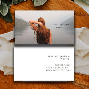 Modern Minimalist Photo Writer Author Business Card