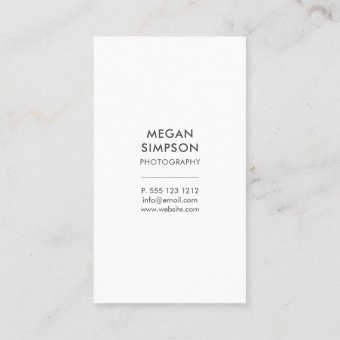 Modern Minimalist Photographer Business Card | Zazzle