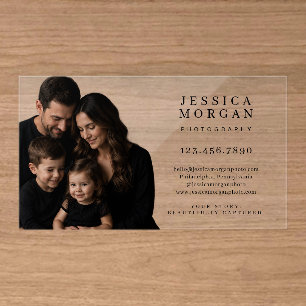 Modern Minimalist Photographer Clear Business Cards