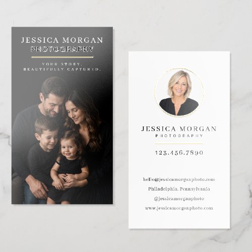 Modern Minimalist Photographer Foil Spot Gloss Business Cards