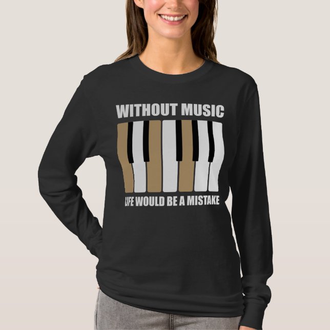 Modern Minimalist Piano Keys Musician Music Lover T-Shirt (Front)