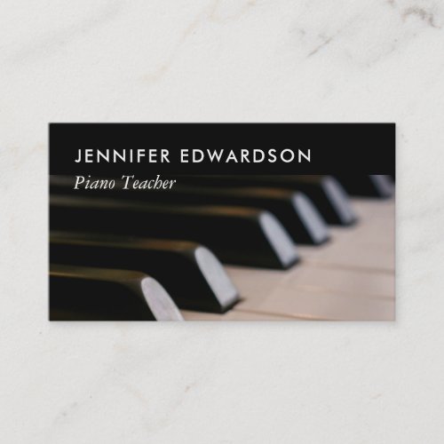 Modern minimalist piano teacher professional business card