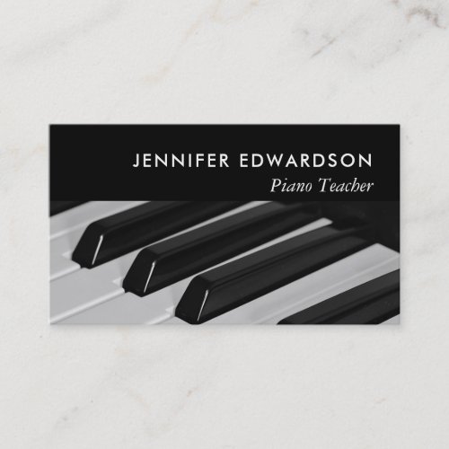 Modern minimalist piano teacher professional business card