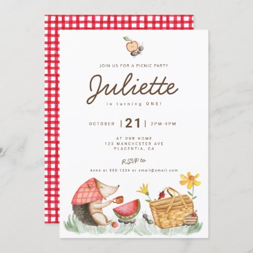 Modern Minimalist Picnic Birthday Party Invitation